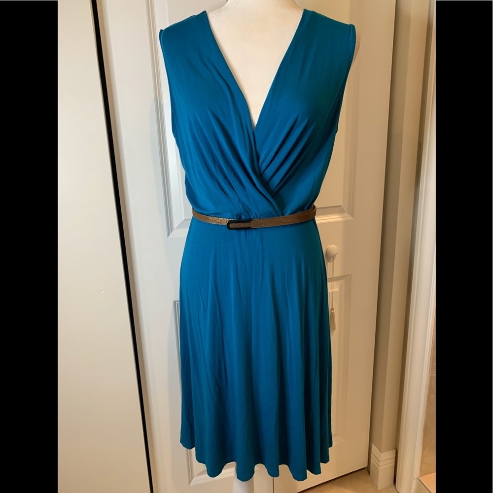 DKNY V-Neck Surplice Midi Dress